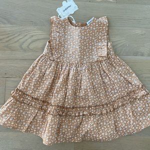 NWT Primigino Baby Girl Dress size 12 months. Golden color with flowers